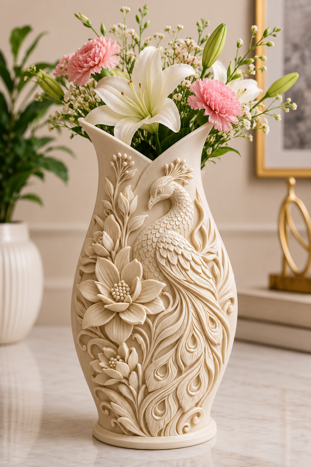 Peacock Floral Vase - Image 2